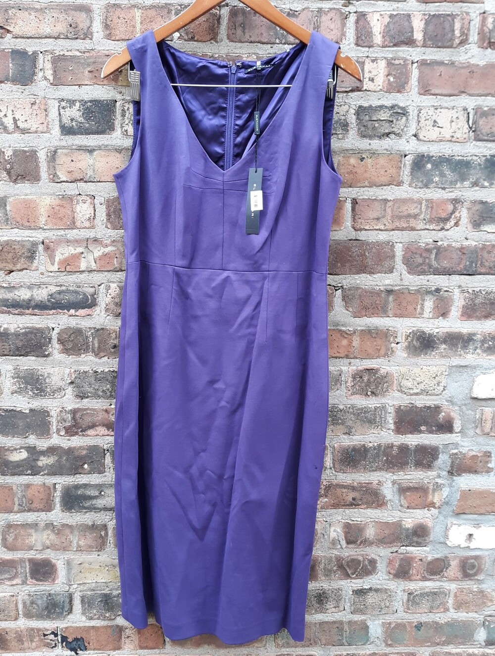 Elie Tahari Camellia Dress 12 NWT Violet Royale Purple V Neck Sheath